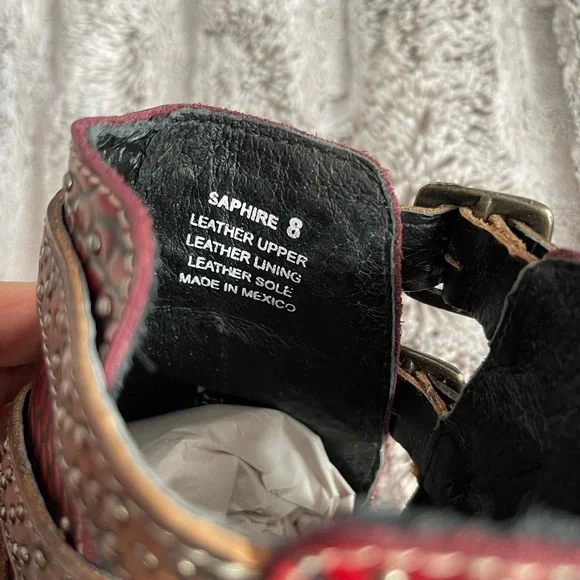 Freebird Red Croco Saphire Ankle Booties size 8 - Picture 7 of 9